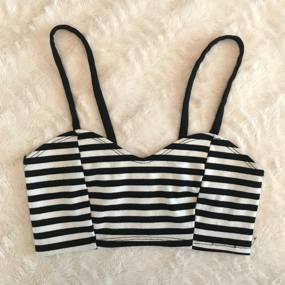 Black & White Striped Strappy Bralette